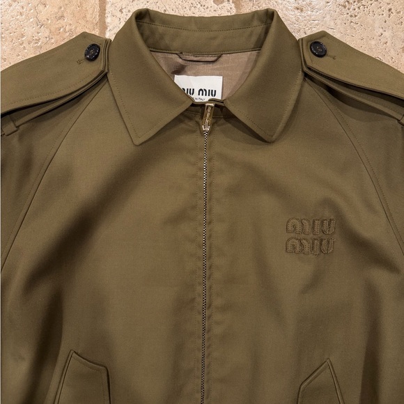 Miu Miu Gabardine Epaulette Military Blouson Bomber Jacket - Picture 6 of 16